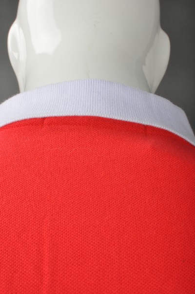 P693  設計領撞色Polo恤  來樣訂造Polo恤 度身訂造Polo恤 Polo恤專門店     紅色撞色領白色 細節-8